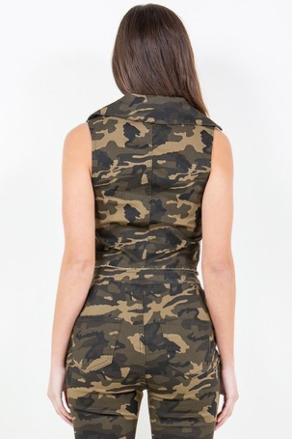 American Bazi Zip Up Camo Crop Denim Vest - Imishu