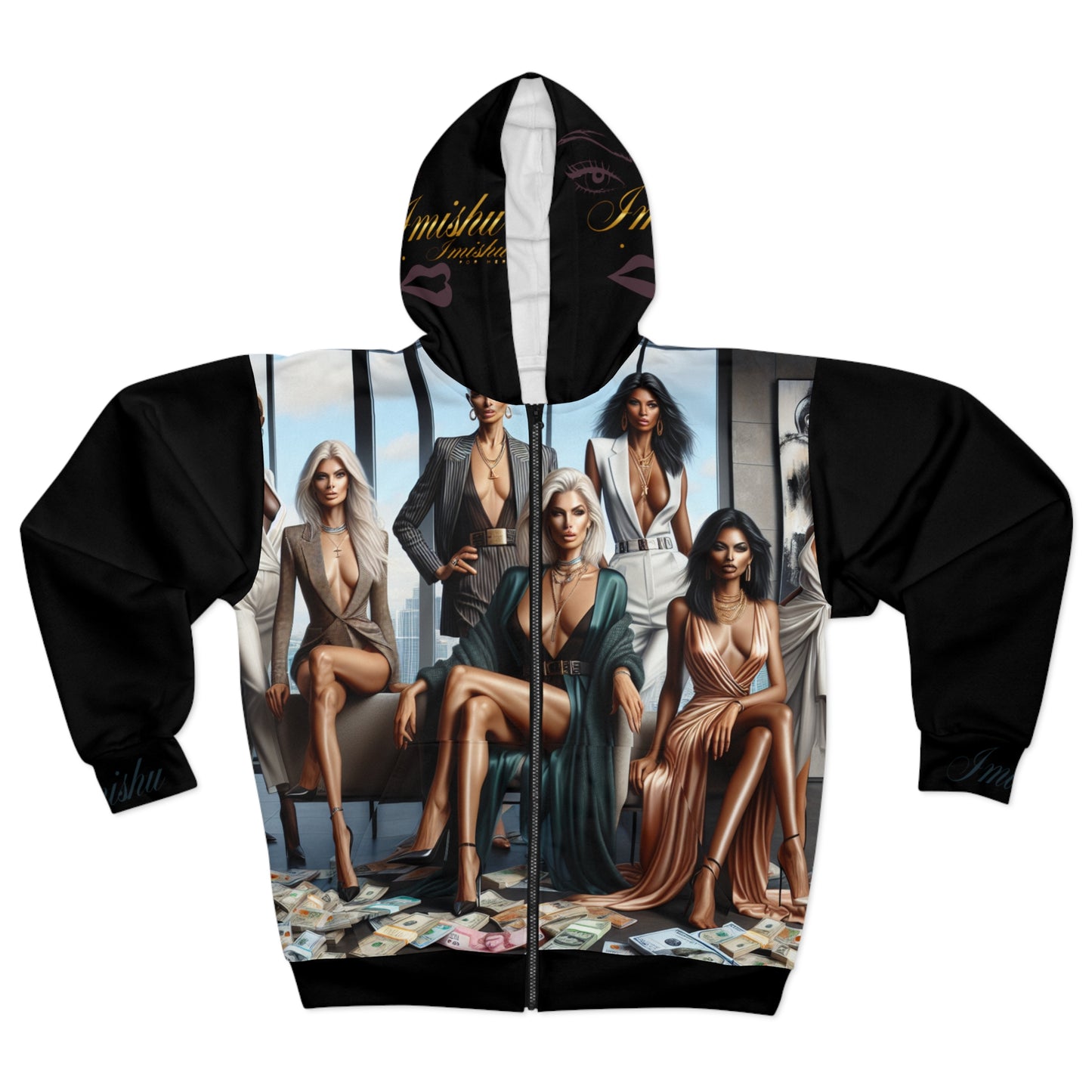 Black Imishu Unisex Zip Hoodie (AOP) - Imishu