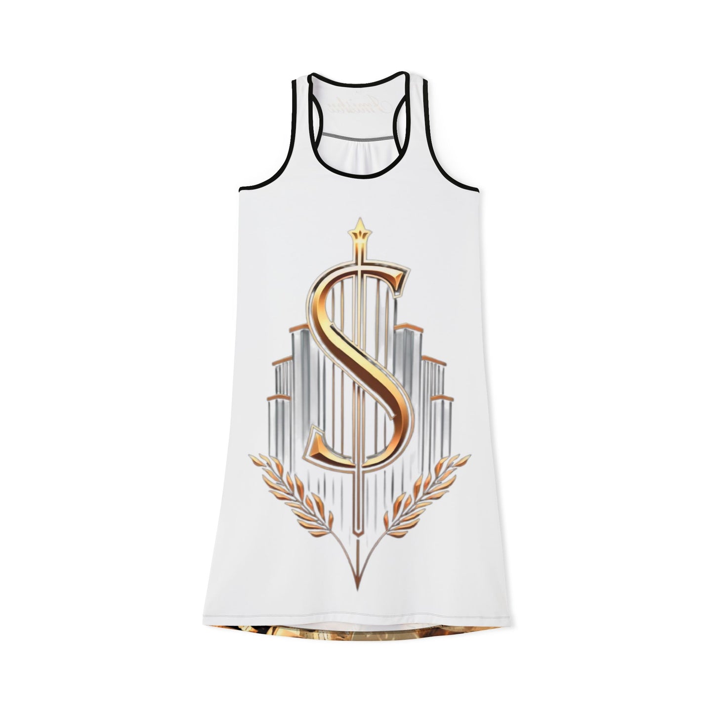 Pure White and Gold Racerback Dress