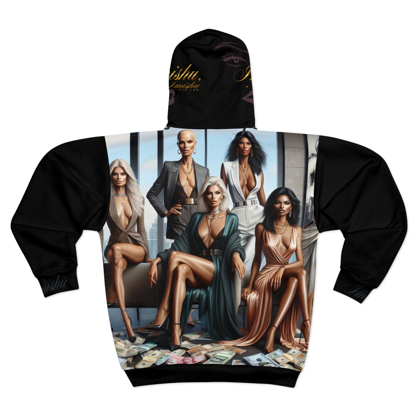 Black Imishu Unisex Zip Hoodie (AOP) - Imishu