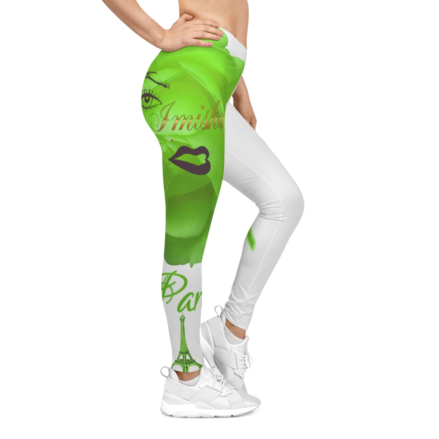 Chic Floral Women's Casual Leggings with Parisian Design - Imishu