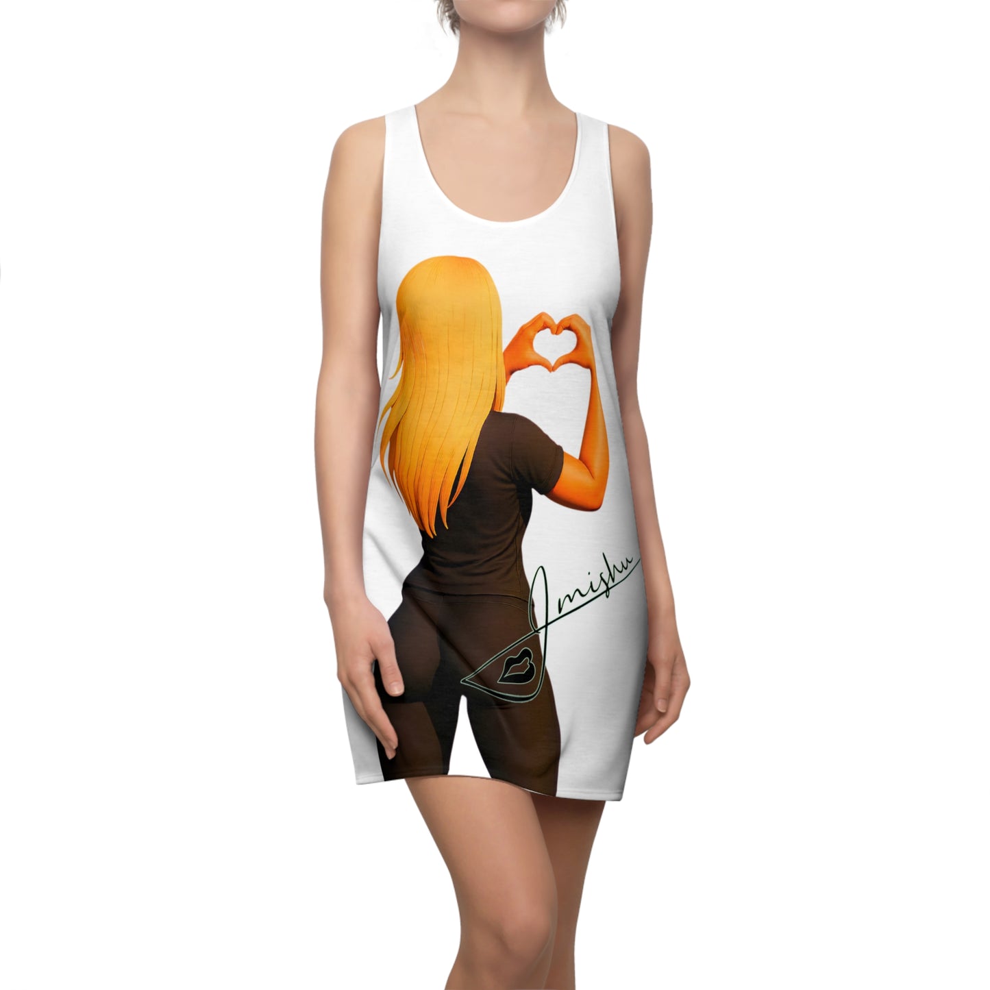 Signature White Racerback AOP Dress