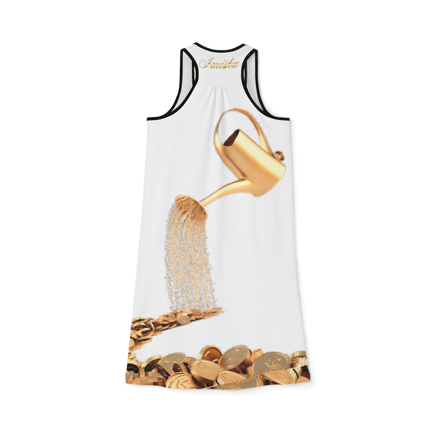 Pure White and Gold Racerback Dress