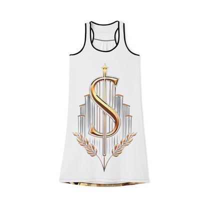 Pure White and Gold Racerback Dress