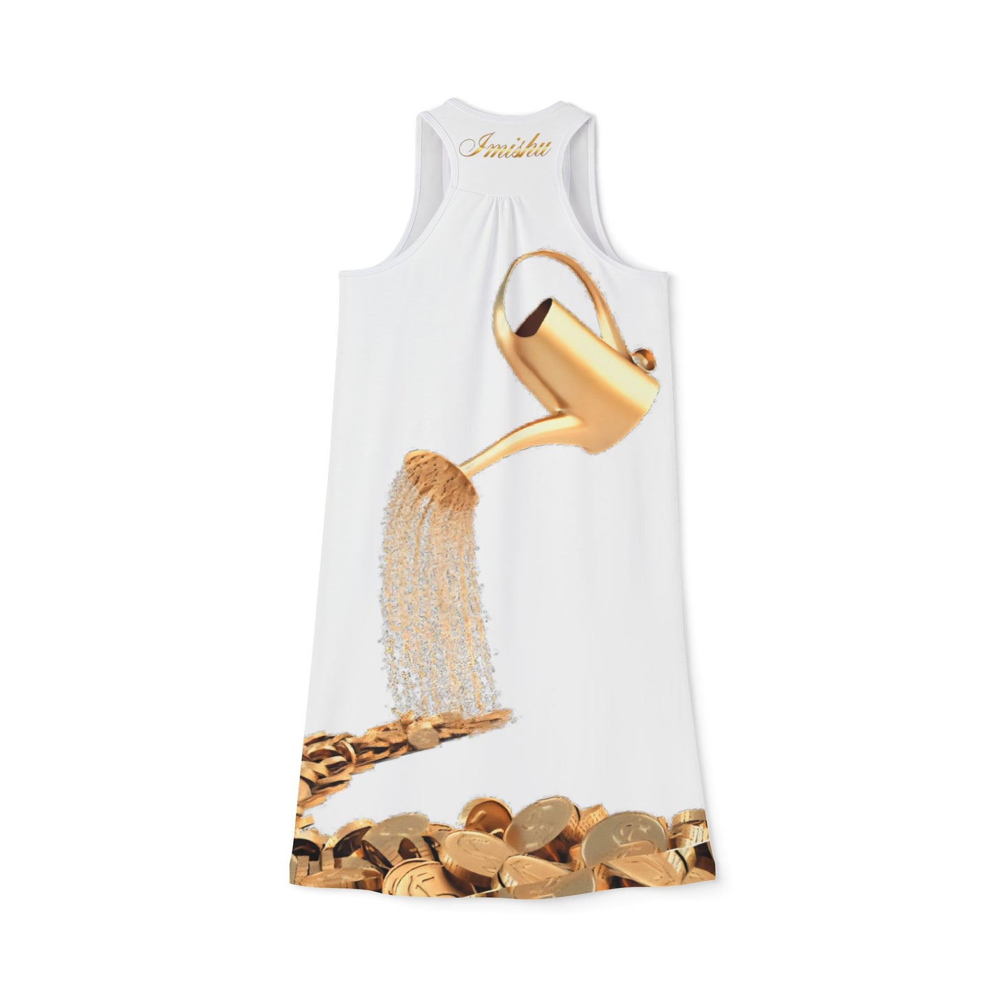 Pure White and Gold Racerback Dress