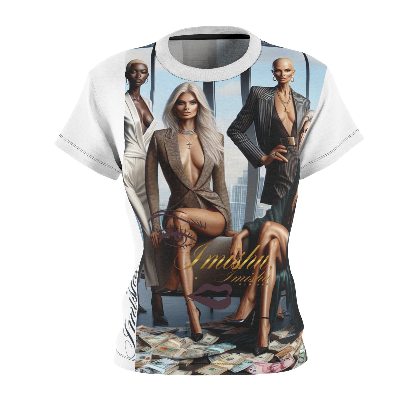 Camiseta de mujer cortada y cosida Imishu (AOP)