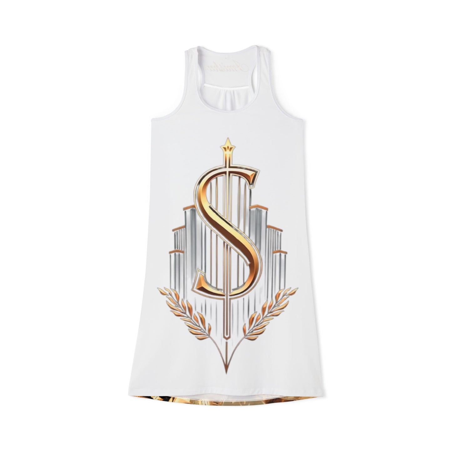 Pure White and Gold Racerback Dress